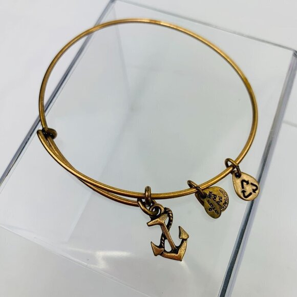 Alex and Ani Gold Anchor Charm Bracelet - Expands 2"- 3.5" - Picture 1 of 2